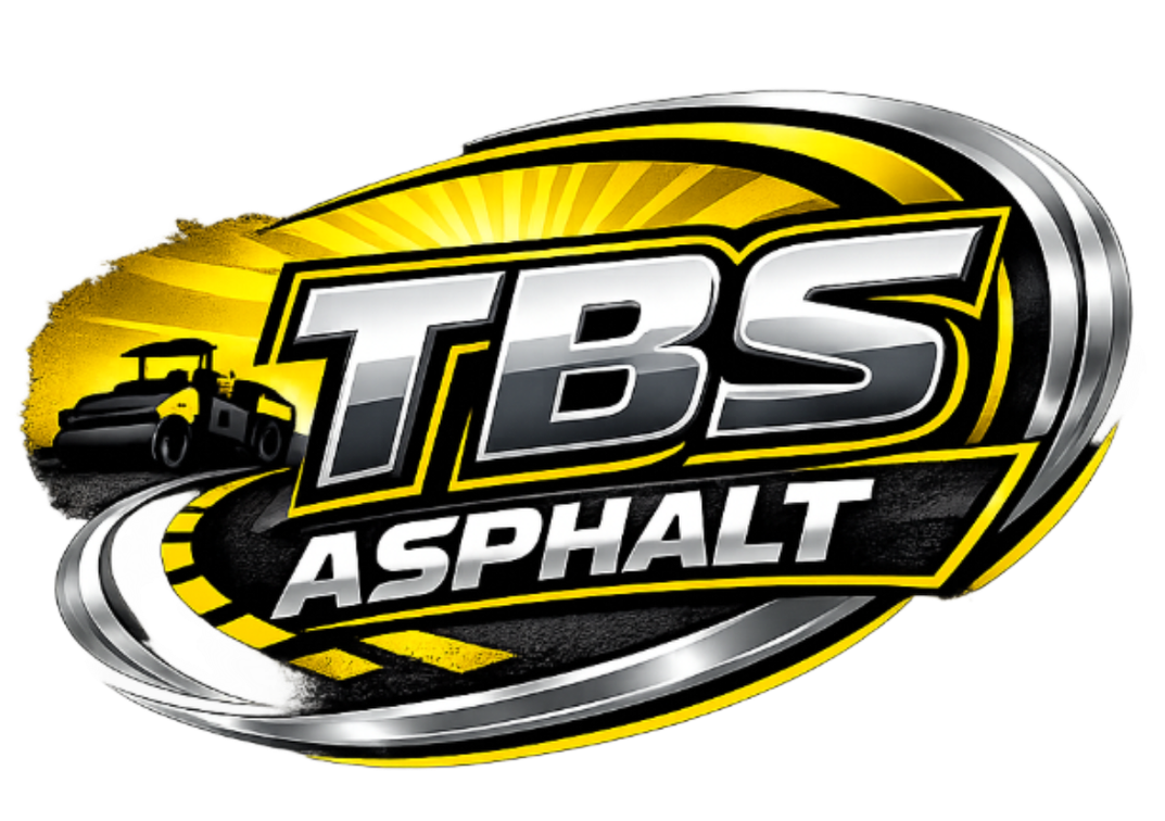 TBS ASPHALT, white outline text on a white background.