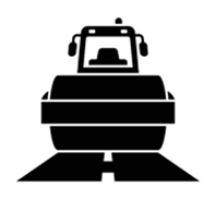 Road roller compacting asphalt.