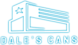 Blue outline logo reading &ldquo;DALE&rsquo;S CANS&rdquo; with a stylized building and star icon.