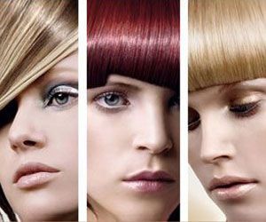A collage of three women 's faces with different hair colors.