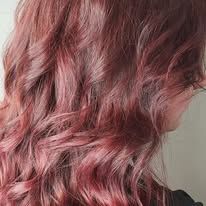 A close up of a woman 's hair with pink highlights.