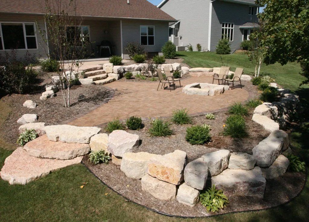 Fire pit on paver patio