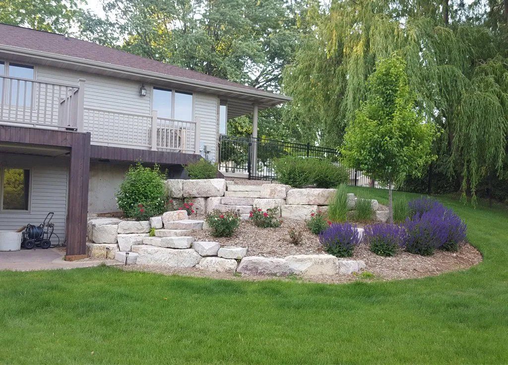 House with a hardscape lawn