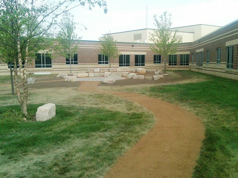 Commercial area with hardscape design