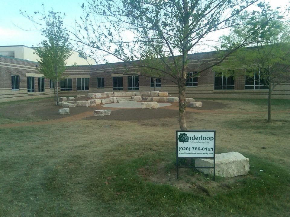 Commercial area with hardscaping