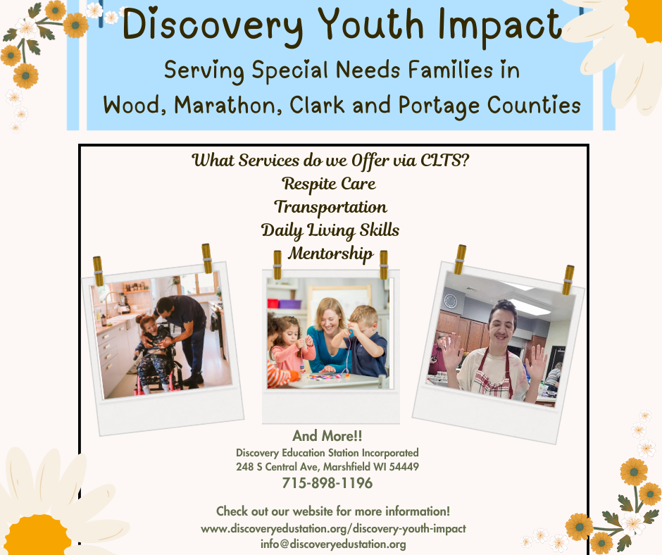 A flyer for discovery youth impact serving special needs families.