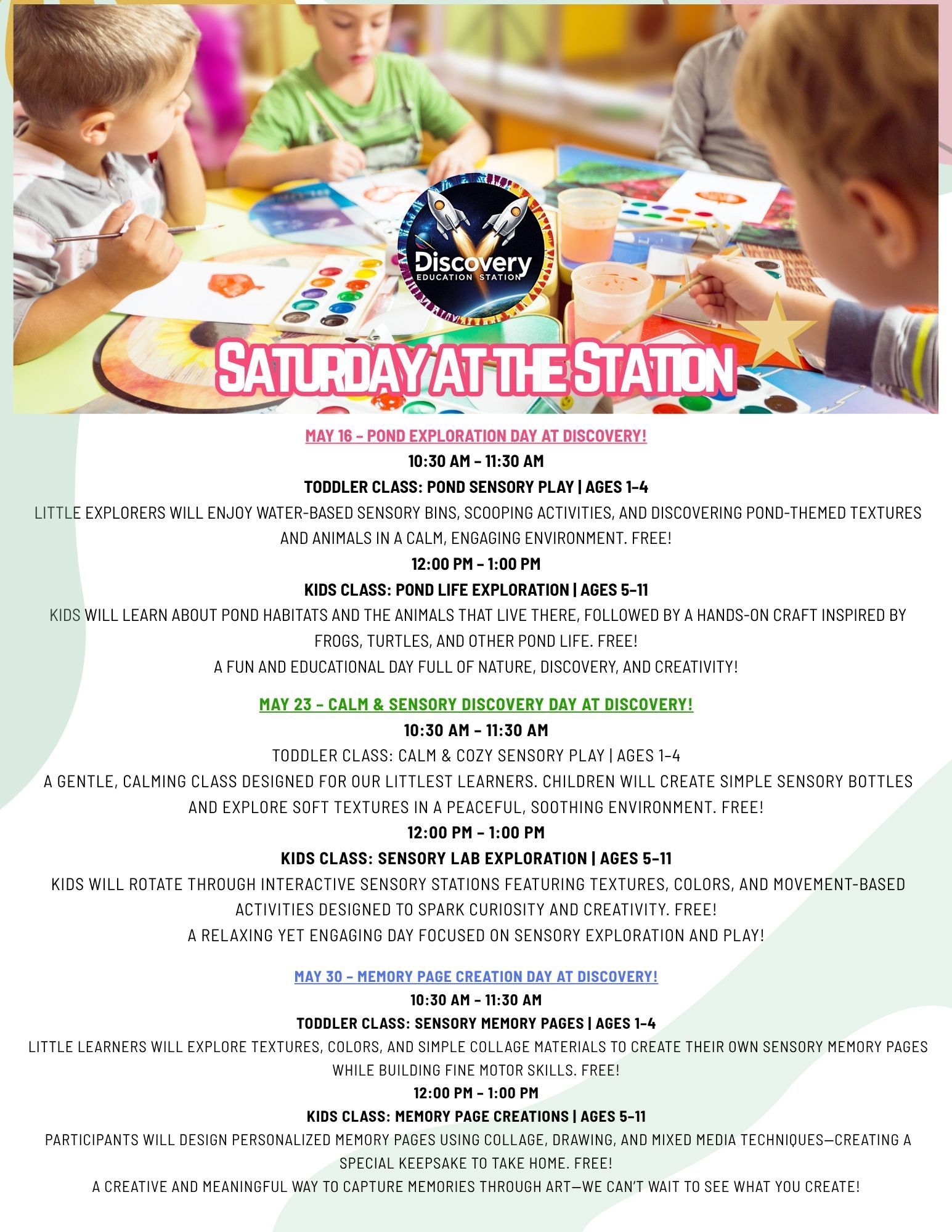 Event Flyer for March 2026 Saturday classes at the station in Marshfield, WI.
