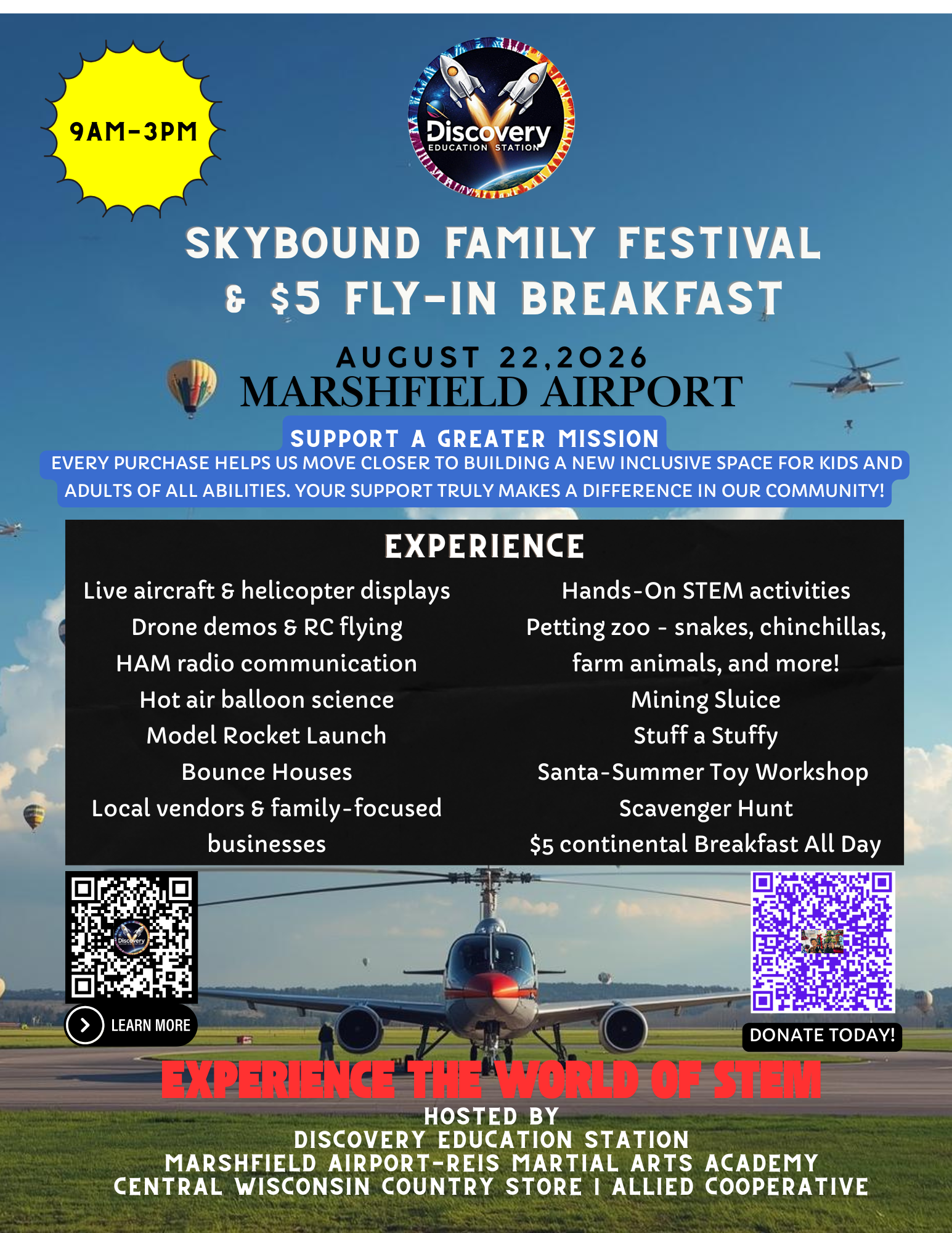 Skybound Family Festival & Fly-In Breakfast event flyer