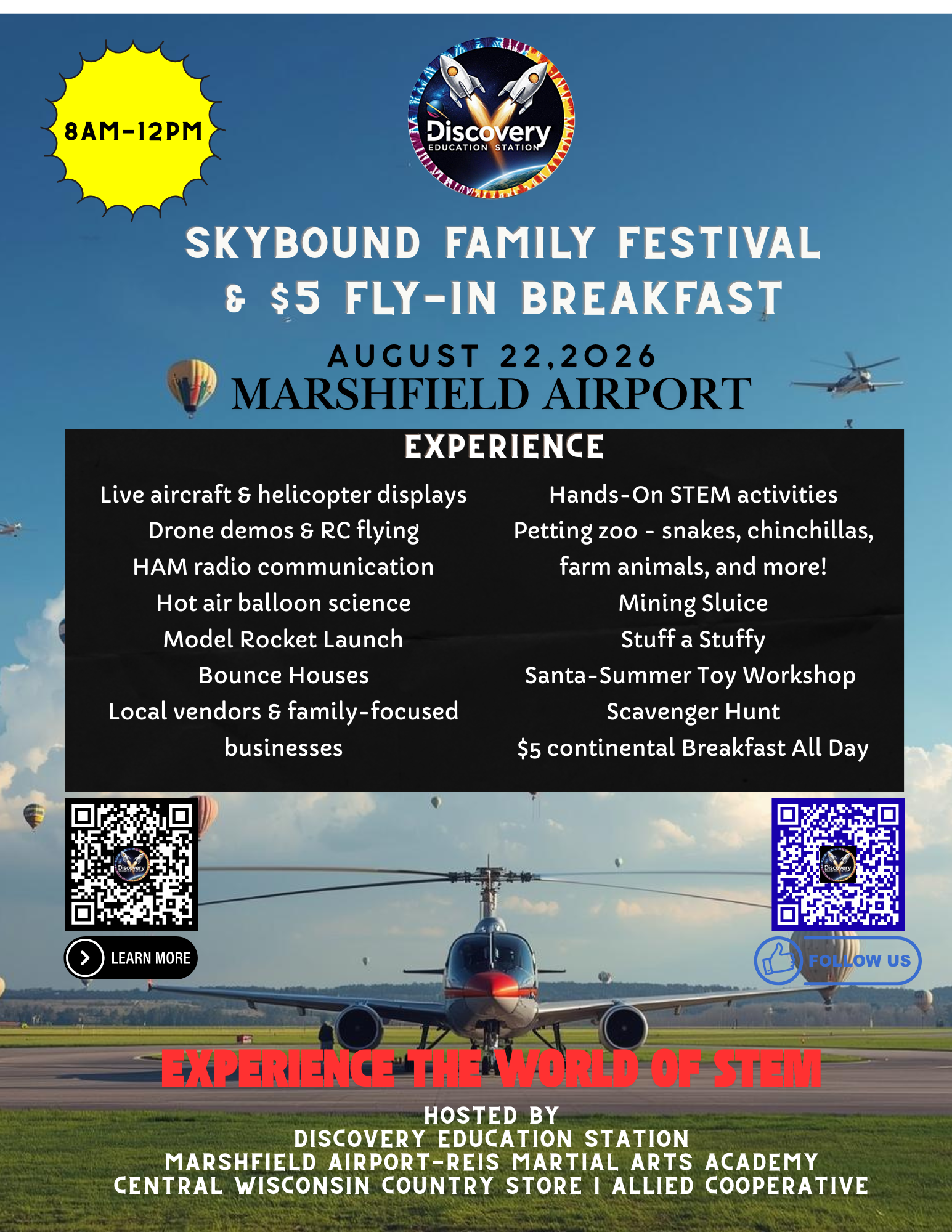 Skybound Family Festival & Fly-In Breakfast event flyer