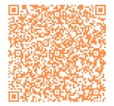 Orange QR code on a white background.