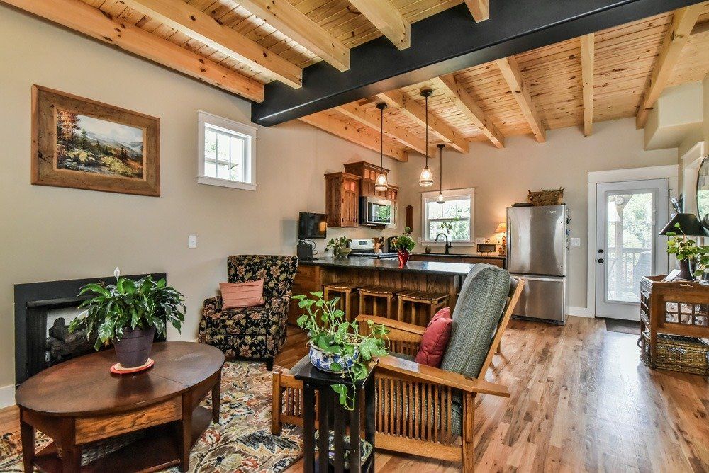 Living area and kitchen