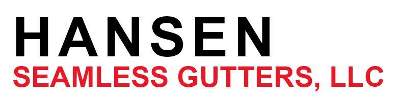 Hansen Seamless Gutters, LLC logo in black and red text on a white background