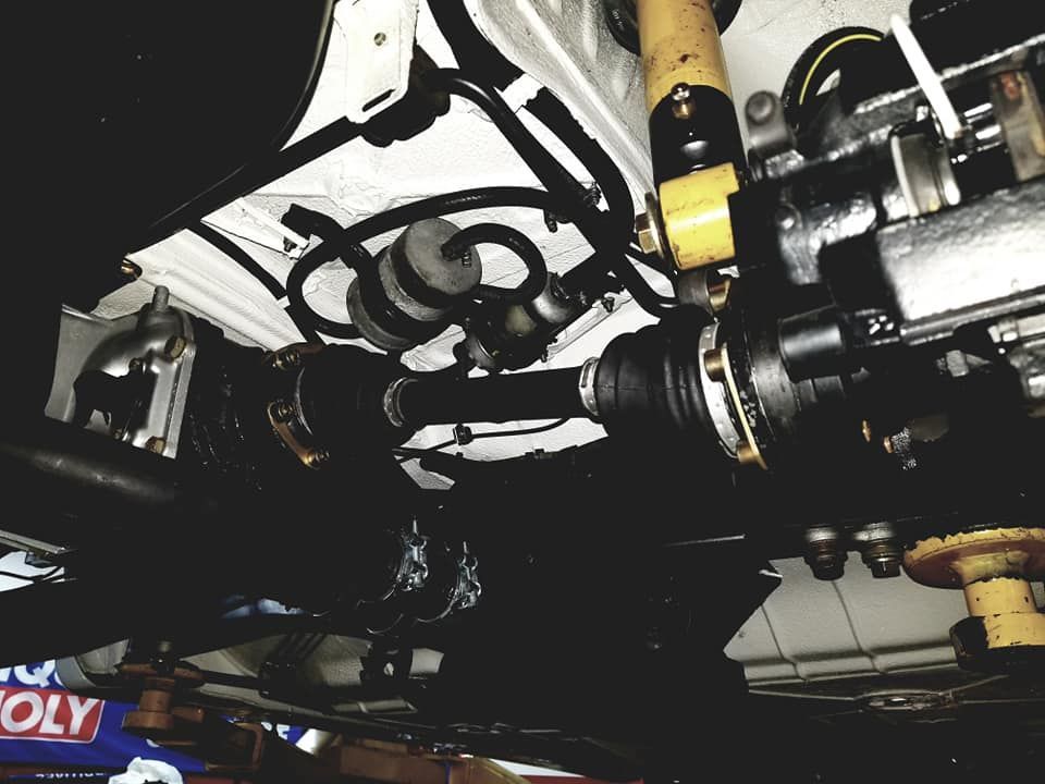 A close up of the underside of a car