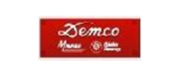 A red sign that says demco on it