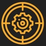 A target with a gear inside of it on a black background.
