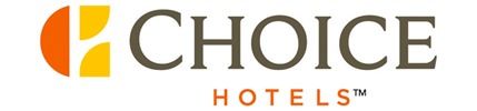 The logo for choice hotels is orange and white