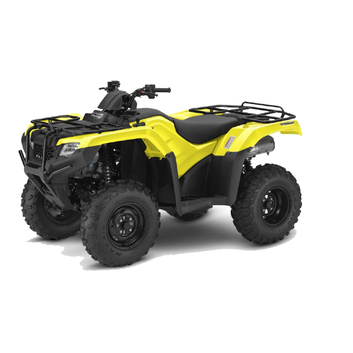 A yellow atv is on a white background