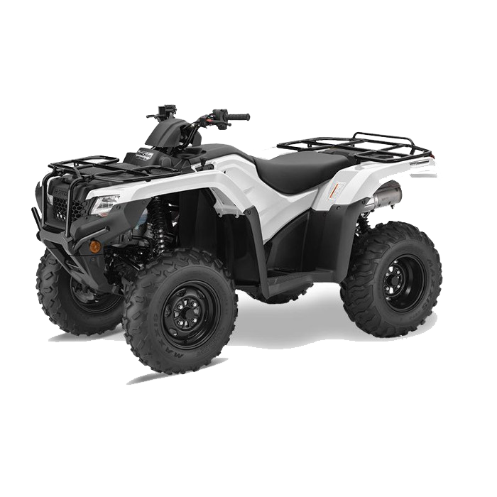 A white atv is sitting on a white surface.