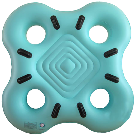 A blue float with holes in it looks like a clock