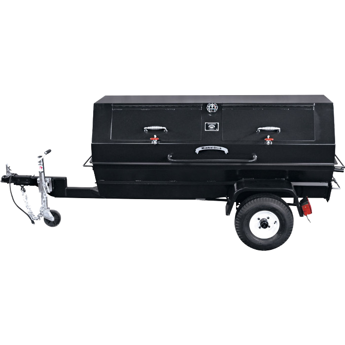 A black grill on a trailer on a white background.