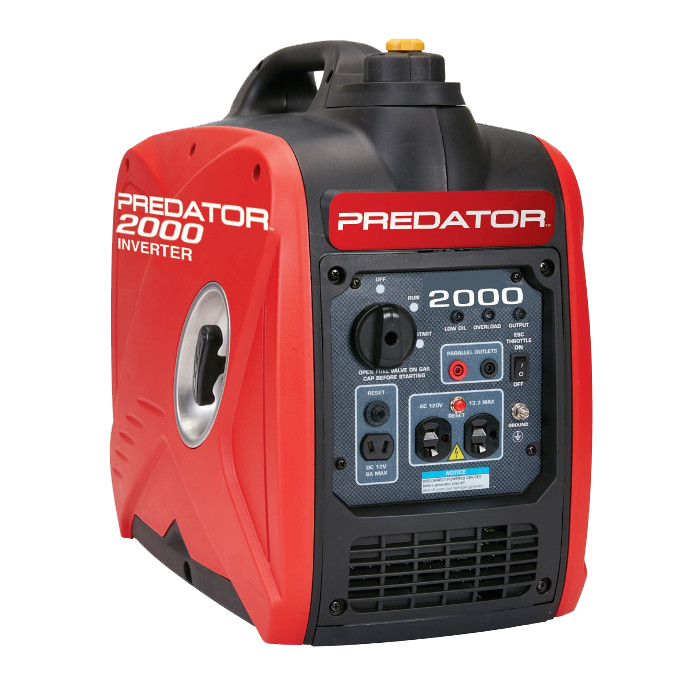 A red predator 2000 inverter generator on a white background