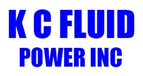 K C FLUID POWER INC logo in bold blue text on a white background