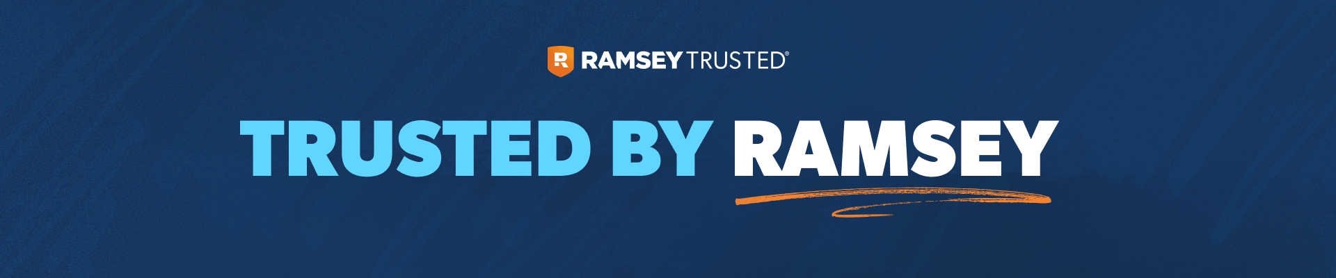 Trusted by Ramsey text in blue and white with a logo on a blue background.