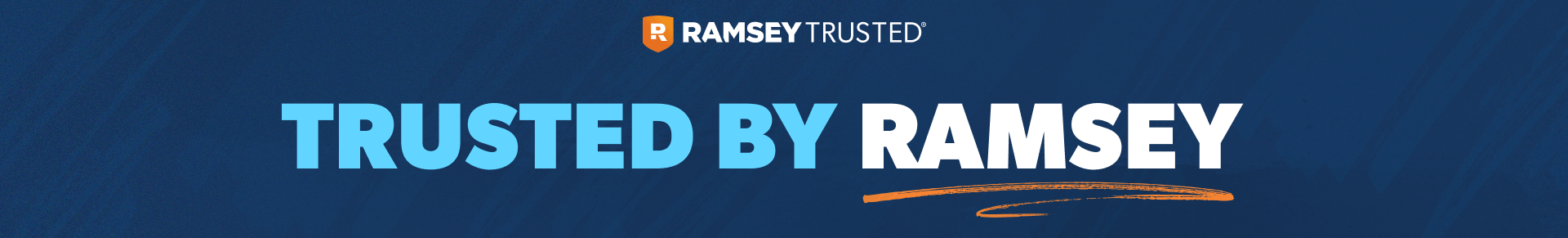 Trusted by Ramsey text in blue and white with a logo on a blue background.