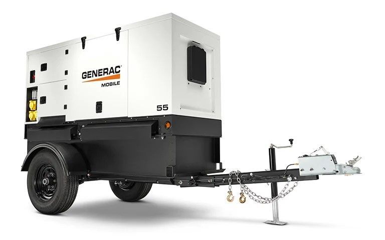 A generator on a trailer that says generac on it