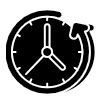 A black icon of a clock with a circular arrow around it, representing history, backup, or repeating time.