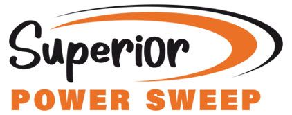 Superior Power Sweep logo with black and orange text and swoosh graphic