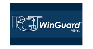 PGT WinGuard Vinyl logo on a dark blue background.