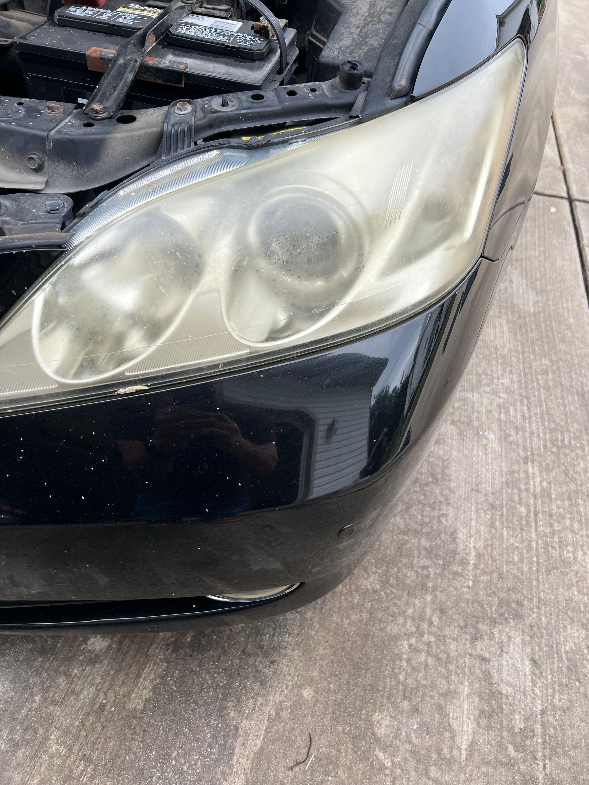 Cloudy car headlight