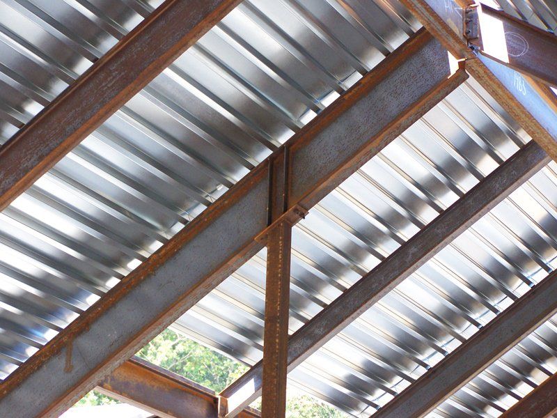 Metal beam frames and roof