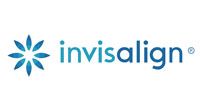 Invisalign logo in teal with flower-like icon and wordmark on white background