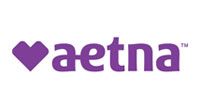 Purple Aetna logo with heart icon on white background