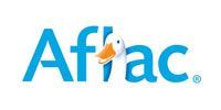 Aflac logo in blue with an orange duck inside the letter “f”
