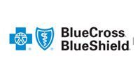 Blue Cross Blue Shield logo with blue cross and shield icons and black text on white background