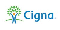Cigna logo with blue wordmark and green-and-blue tree figure on a white background