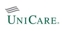 UniCare logo in green with gray curved lines above on a white background
