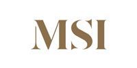 MSI logo in gold serif letters on a white background