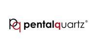 Pentalquartz logo in black and red on a white background
