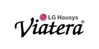 LG Hausys Viatera logo in black and pink on a white background