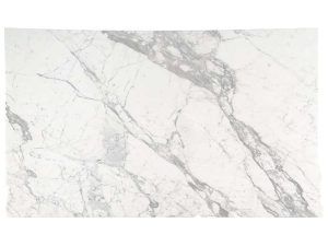 White marble slab with gray veining and subtle pink tones