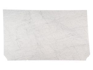 White textured paper rectangle with clipped bottom corners