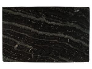 Black marble slab with white veining and a glossy, textured surface
