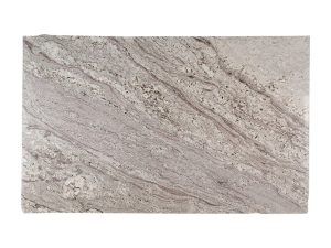 Close-up of light gray veined marble with diagonal streaks