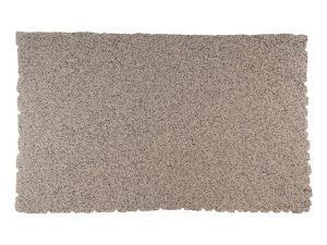 A rectangular beige textured fabric swatch with slightly frayed edges.