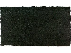 A dark, rectangular textured surface with rough, uneven edges on a light background