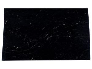 Black marbled rectangular slab with subtle white veining on a plain background